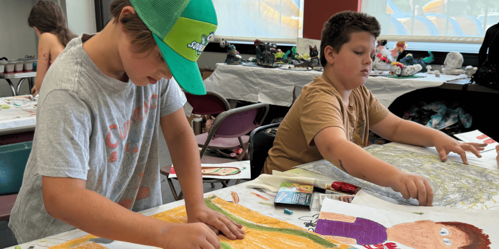 PMAC Artists Camp students at work with pastels